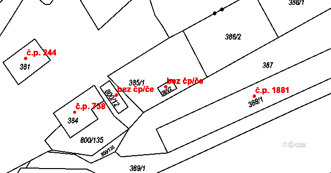 Děčín 42141672 na parcele st. 385/2 v KÚ Podmokly, Katastrální mapa