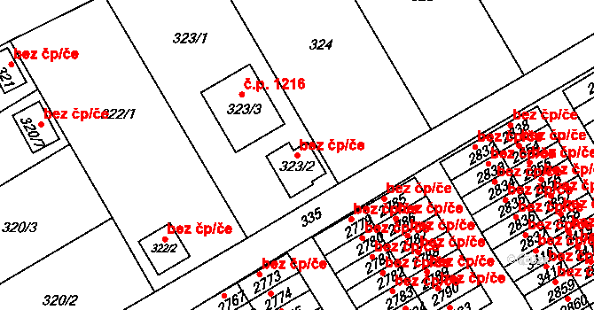 Třinec 42911672 na parcele st. 323/2 v KÚ Lyžbice, Katastrální mapa