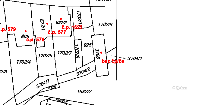 Rožnov pod Radhoštěm 45659672 na parcele st. 3706 v KÚ Rožnov pod Radhoštěm, Katastrální mapa