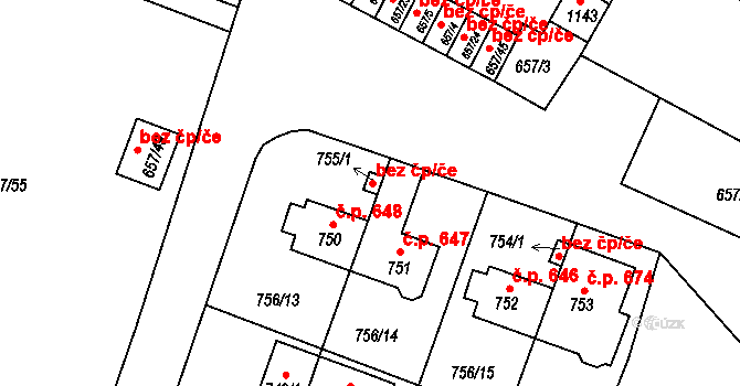 Karlovy Vary 45781672 na parcele st. 755/1 v KÚ Rybáře, Katastrální mapa