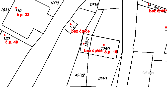 Střemošice 49617672 na parcele st. 125/2 v KÚ Střemošice, Katastrální mapa