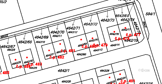 Syrovice 480 na parcele st. 4642/59 v KÚ Syrovice, Katastrální mapa