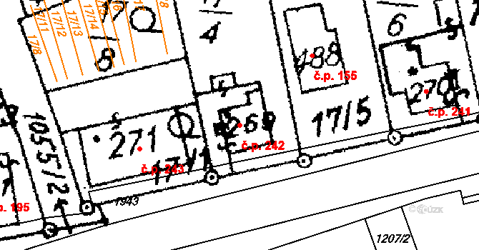 Hrochův Týnec 242 na parcele st. 269 v KÚ Hrochův Týnec, Katastrální mapa