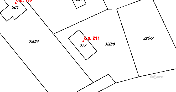 Karpentná 211, Třinec na parcele st. 377 v KÚ Karpentná, Katastrální mapa