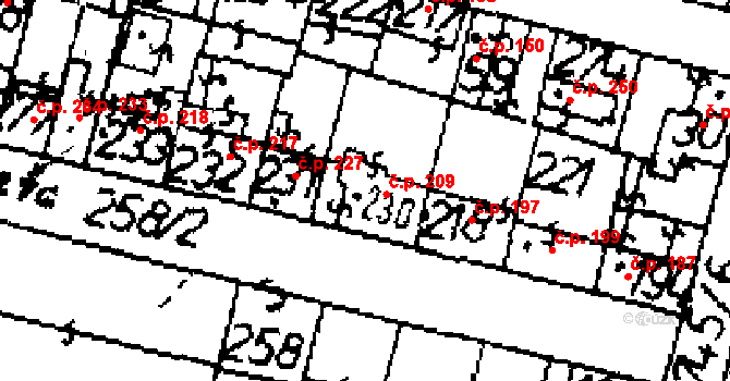 Zlonice 209 na parcele st. 230 v KÚ Zlonice, Katastrální mapa