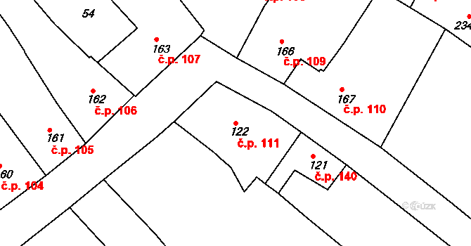 Sušice I 111, Sušice na parcele st. 122 v KÚ Sušice nad Otavou, Katastrální mapa