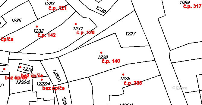 Velké Opatovice 140 na parcele st. 1228 v KÚ Velké Opatovice, Katastrální mapa