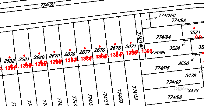 Humpolec 1384 na parcele st. 2676 v KÚ Humpolec, Katastrální mapa