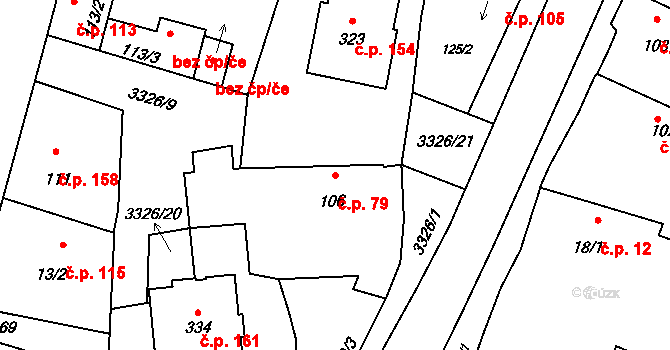Kozojedy 79 na parcele st. 106 v KÚ Kozojedy u Kralovic, Katastrální mapa