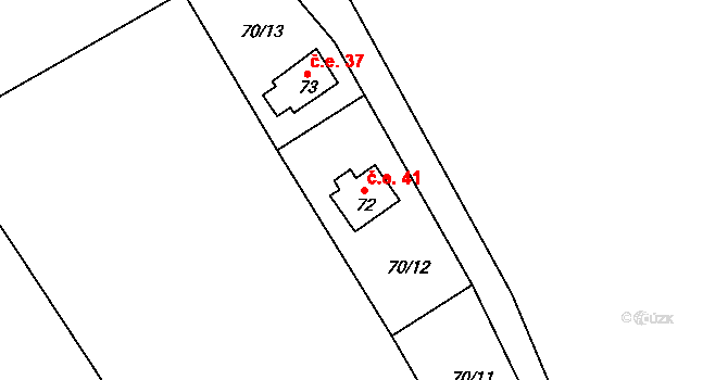 Vítkovice 41, Lubenec na parcele st. 72 v KÚ Vítkovice u Lubence, Katastrální mapa