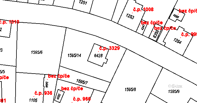 Šumperk 3329 na parcele st. 6428 v KÚ Šumperk, Katastrální mapa