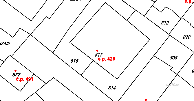 Šitbořice 425 na parcele st. 813 v KÚ Šitbořice, Katastrální mapa