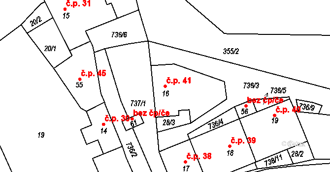Kladrubce 41, Kasejovice na parcele st. 16 v KÚ Kladrubce, Katastrální mapa