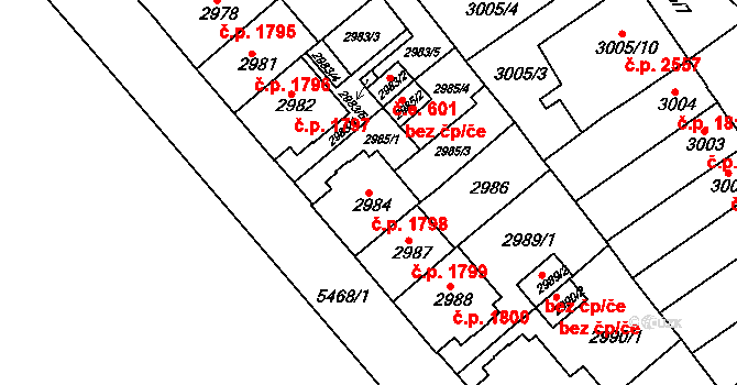 Znojmo 1798 na parcele st. 2984 v KÚ Znojmo-město, Katastrální mapa