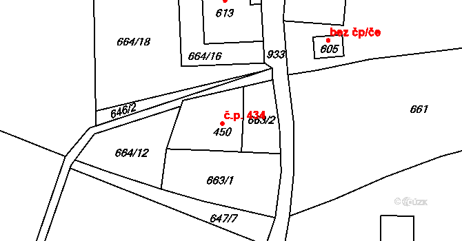 Kokonín 434, Jablonec nad Nisou na parcele st. 450 v KÚ Kokonín, Katastrální mapa