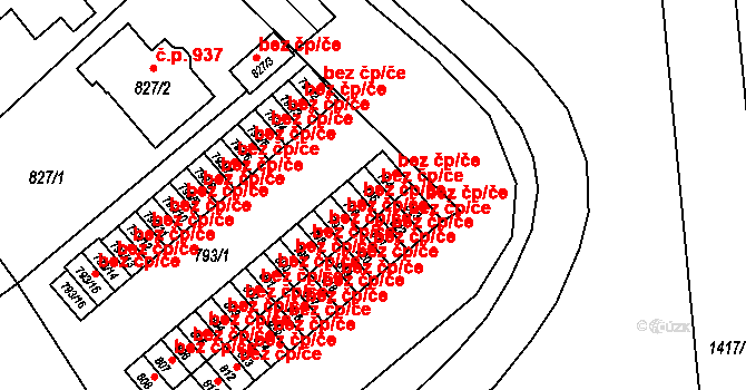 Nový Bor 158 na parcele st. 795 v KÚ Nový Bor, Katastrální mapa