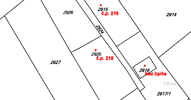 Třanovice 218 na parcele st. 2925 v KÚ Třanovice, Katastrální mapa