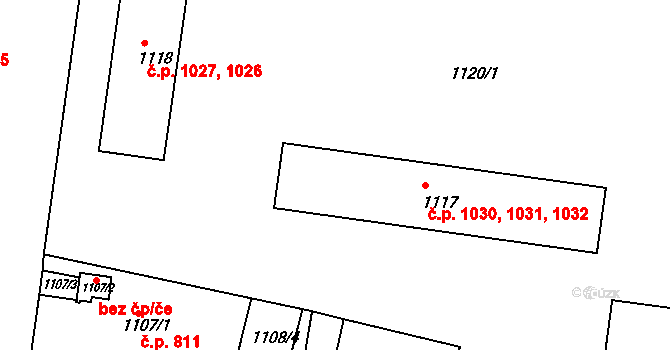 Předměstí 1030,1031,1032, Moravská Třebová na parcele st. 1117 v KÚ Moravská Třebová, Katastrální mapa