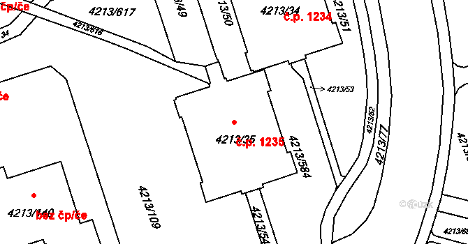 Lutyně 1235, Orlová na parcele st. 4213/35 v KÚ Horní Lutyně, Katastrální mapa