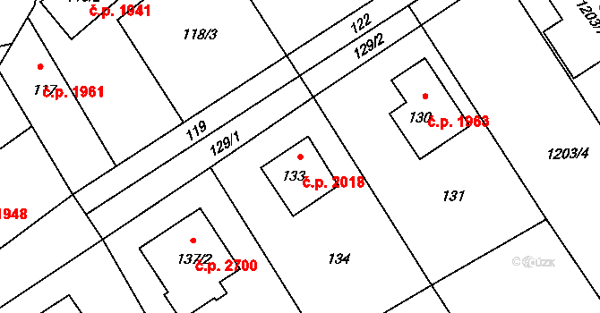 Rožnov pod Radhoštěm 2018 na parcele st. 133 v KÚ Tylovice, Katastrální mapa