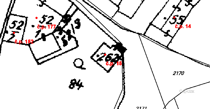 Vraclav 15 na parcele st. 262 v KÚ Vraclav, Katastrální mapa