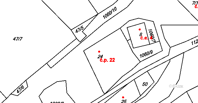 Kadaňský Rohozec 22, Radonice na parcele st. 24 v KÚ Kadaňský Rohozec, Katastrální mapa