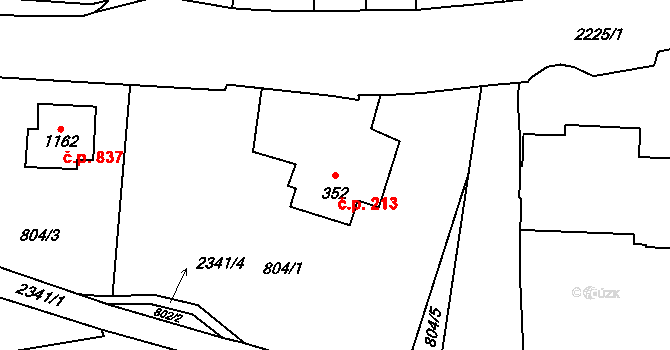 Litomyšl-Město 213, Litomyšl na parcele st. 352 v KÚ Litomyšl, Katastrální mapa