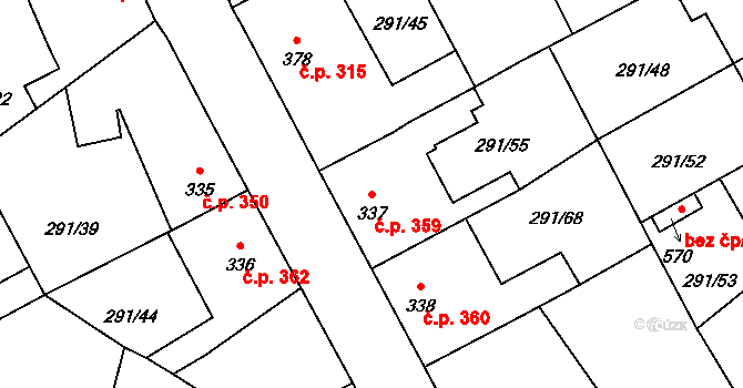 Černčice 359 na parcele st. 337 v KÚ Černčice u Loun, Katastrální mapa