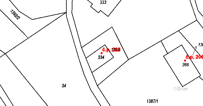 Huntířov 223, Vítězná na parcele st. 334 v KÚ Huntířov, Katastrální mapa