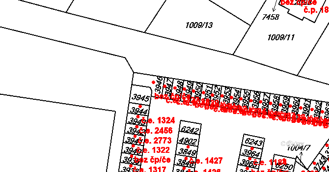Cheb 1327 na parcele st. 3947 v KÚ Cheb, Katastrální mapa