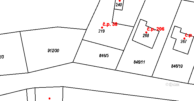Nezdice na Šumavě 38 na parcele st. 219 v KÚ Nezdice na Šumavě, Katastrální mapa
