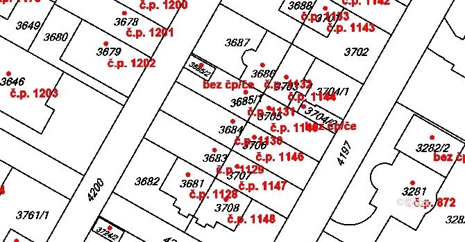 Dejvice 1130, Praha na parcele st. 3684 v KÚ Dejvice, Katastrální mapa