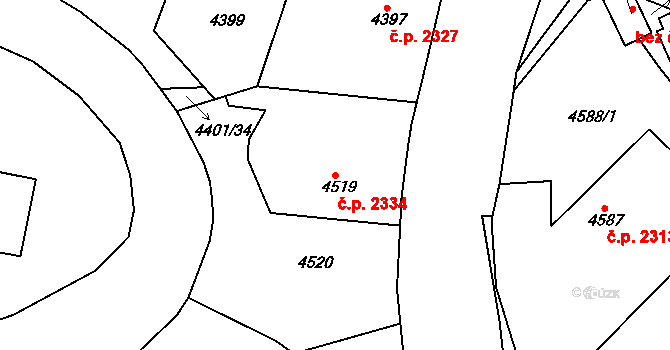 Dejvice 2334, Praha na parcele st. 4519 v KÚ Dejvice, Katastrální mapa
