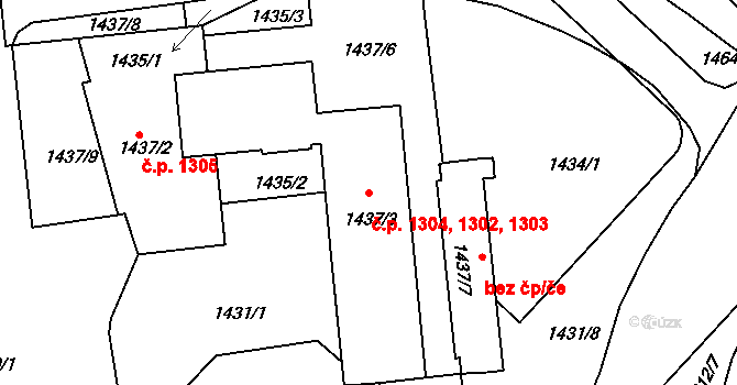 Vršovice 1302,1303,1304, Praha na parcele st. 1437/3 v KÚ Vršovice, Katastrální mapa
