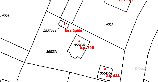 Rumburk 1 395, Rumburk na parcele st. 3552/8 v KÚ Rumburk, Katastrální mapa