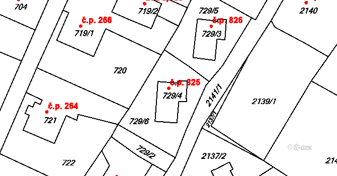 Liberec XIV-Ruprechtice 825, Liberec na parcele st. 729/4 v KÚ Ruprechtice, Katastrální mapa