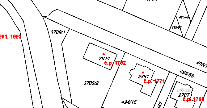 Lysá nad Labem 1752 na parcele st. 2644 v KÚ Lysá nad Labem, Katastrální mapa