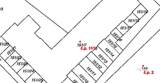 Hlubočepy 1113, Praha na parcele st. 151/7 v KÚ Hlubočepy, Katastrální mapa