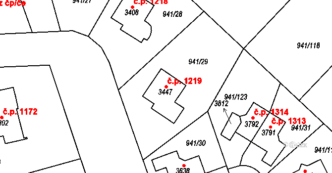 Sušice II 1219, Sušice na parcele st. 3447 v KÚ Sušice nad Otavou, Katastrální mapa