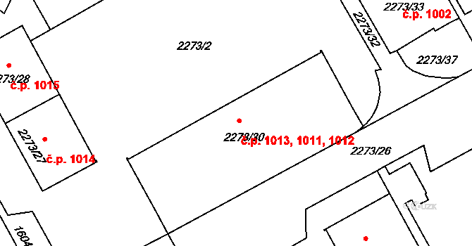 Šluknov 1011,1012,1013 na parcele st. 2273/30 v KÚ Šluknov, Katastrální mapa