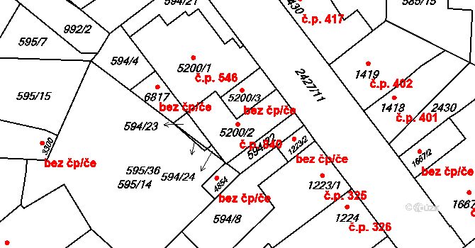 Beroun-Závodí 840, Beroun na parcele st. 5200/2 v KÚ Beroun, Katastrální mapa