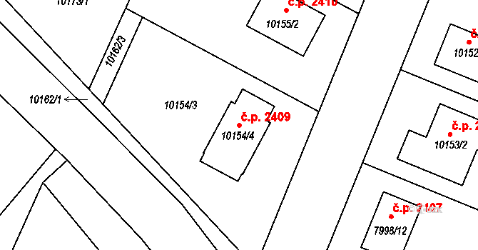 Žďár nad Sázavou 3 2409, Žďár nad Sázavou na parcele st. 10154/4 v KÚ Město Žďár, Katastrální mapa