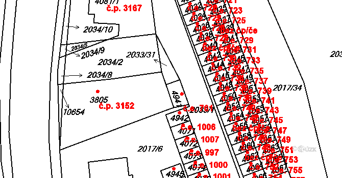 Hodonín 761 na parcele st. 4941 v KÚ Hodonín, Katastrální mapa
