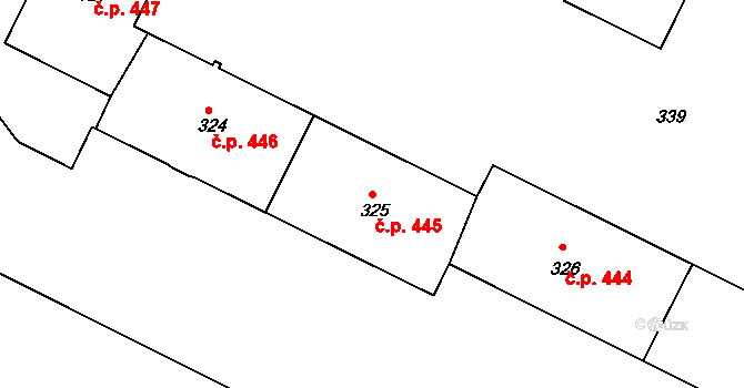 Poruba 445, Ostrava na parcele st. 325 v KÚ Poruba, Katastrální mapa