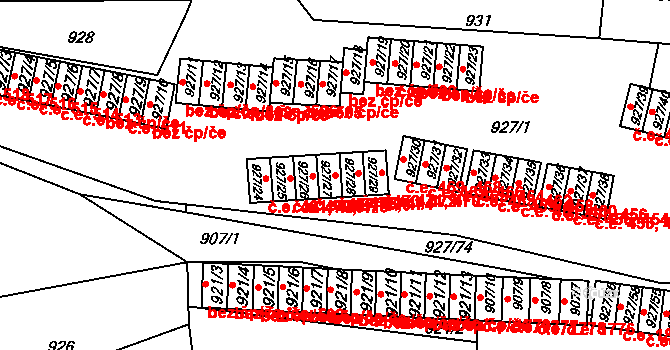 Teplické Předměstí 474,475, Bílina na parcele st. 927/27 v KÚ Bílina, Katastrální mapa