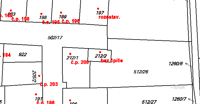 Líšťany 40008673 na parcele st. 212/2 v KÚ Líšťany u Cítolib, Katastrální mapa