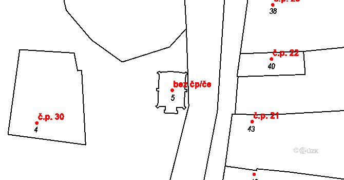 Číčenice 40697673 na parcele st. 5 v KÚ Číčenice, Katastrální mapa