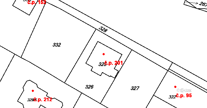 Děhylov 201 na parcele st. 325 v KÚ Děhylov, Katastrální mapa