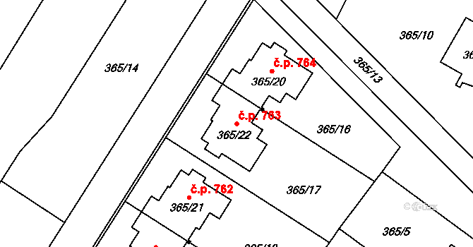 Kobeřice 763 na parcele st. 365/22 v KÚ Kobeřice ve Slezsku, Katastrální mapa