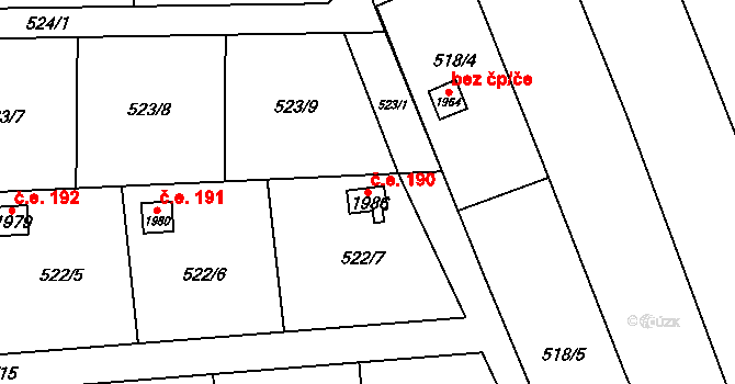 Lipník nad Bečvou I-Město 190, Lipník nad Bečvou na parcele st. 1986 v KÚ Lipník nad Bečvou, Katastrální mapa